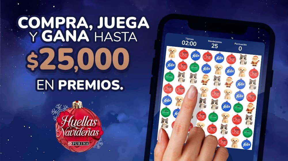Imagen para juego Desliza y Gana de Huellas Navideñas con Purina